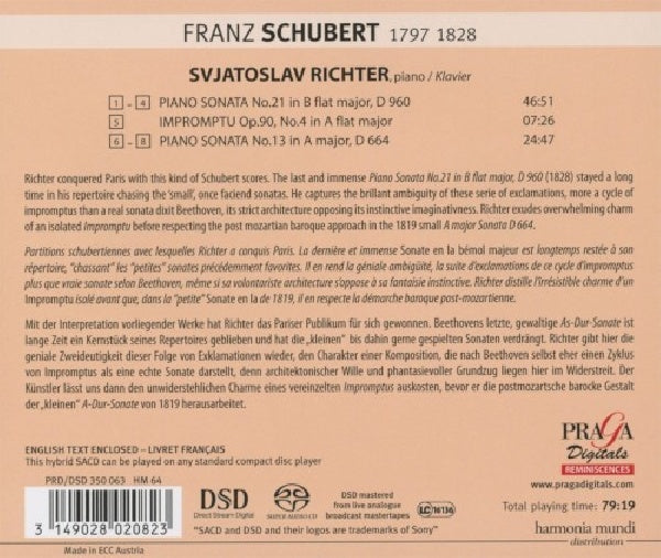 Sviatoslav Richter - Piano sonatas d.664 & 960 (Super Audio CD)
