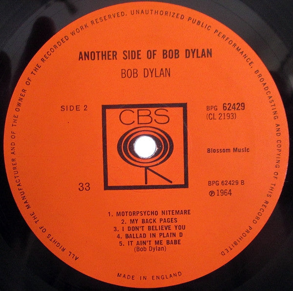 Bob Dylan - Another Side Of Bob Dylan (second hand LP)