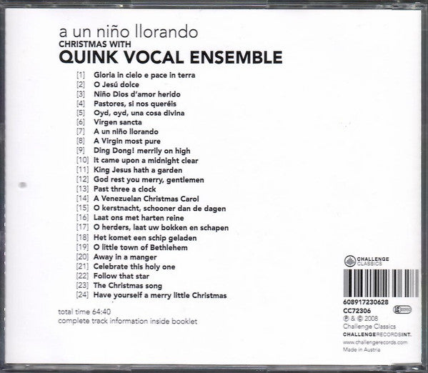 Vocal Ensemble Quink - A Un Niño Llorando - Christmas With Quink Vocal Ensemble (tweedehands CD)