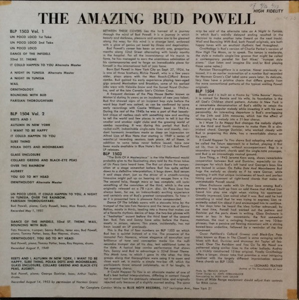 Bud Powell - The Amazing Bud Powell (Volume 1) (secondhand LP)