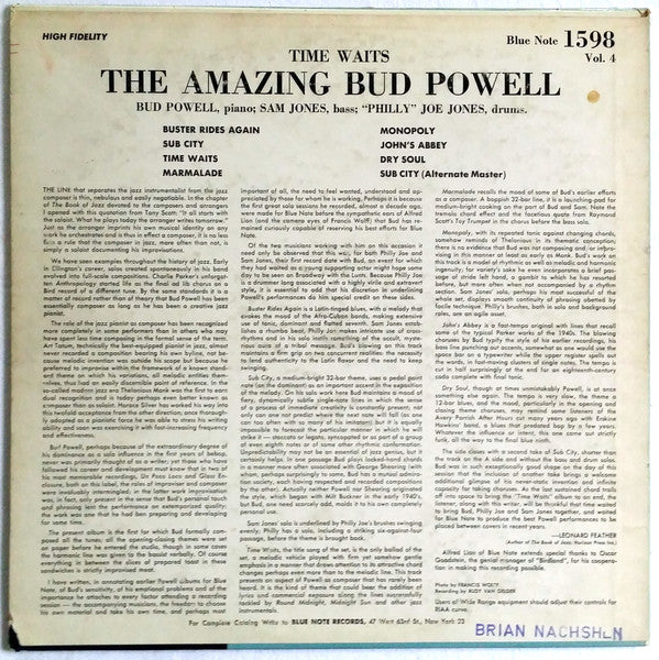 Bud Powell - The Amazing Bud Powell, Vol. 4 - Time Waits (second hand LP)