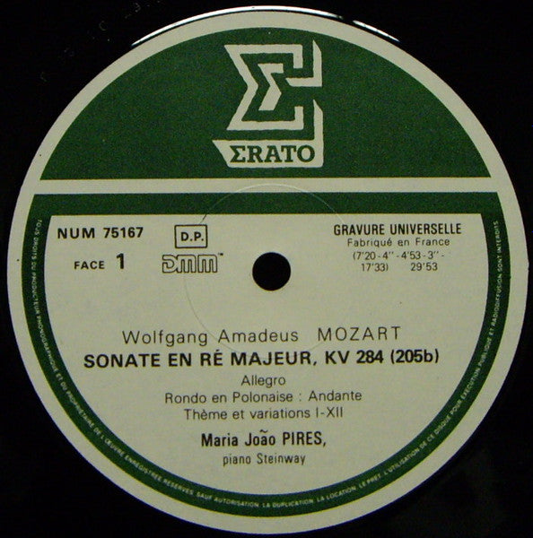 Wolfgang Amadeus Mozart - Maria-João Pires - Sonata KV 284, Fantaisie KV 475, Sonata KV 457 (second-hand LP)