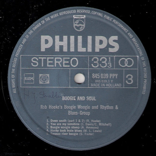 Rob Hoeke or Rob Hoeke's Boogie Woogie And R&B Group - Boogie & Soul (second hand LP)