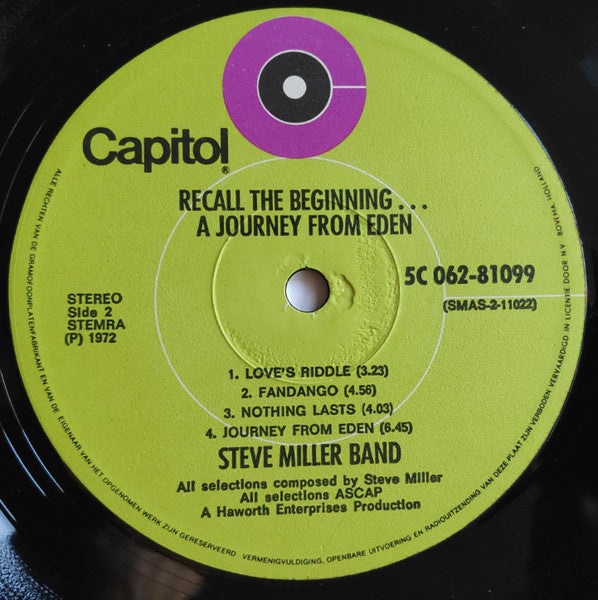 Steve Miller Band - Recall The Beginning...A Journey From Eden (second hand LP)
