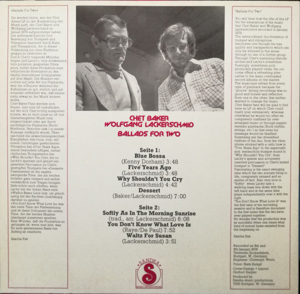 Chet Baker / Wolfgang Lackerschmid - Ballads For Two (second hand LP)
