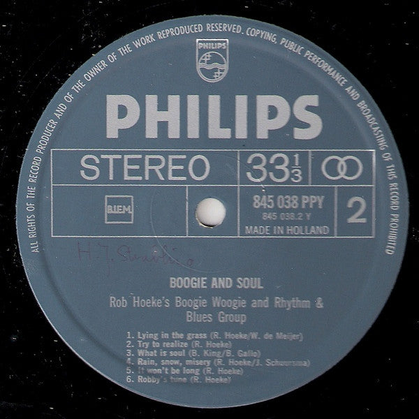Rob Hoeke or Rob Hoeke's Boogie Woogie And R&B Group - Boogie & Soul (second hand LP)