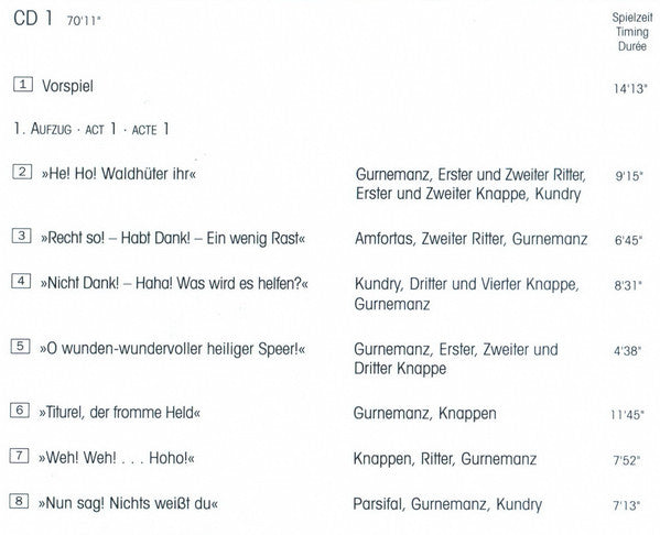 Richard Wagner - Wolfgang Windgassen, Martha Mödl, Ludwig Weber, George London (2), Hermann Uhde, Arnold van Mill, Hans Knappertsbusch - Parsifal - Bayreuth 1951 (second-hand CD)
