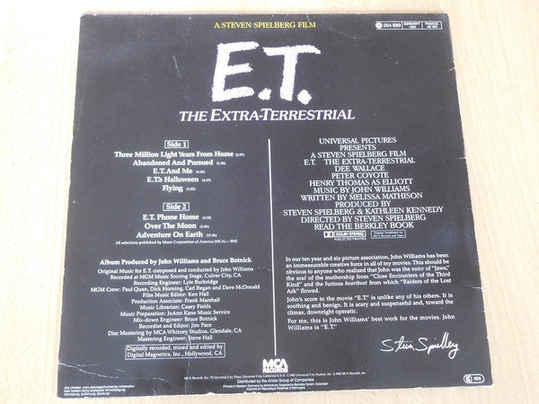 John Williams (4) - ET The Extra-Terrestrial (Music From The Original Motion Picture Soundtrack) (second hand LP)