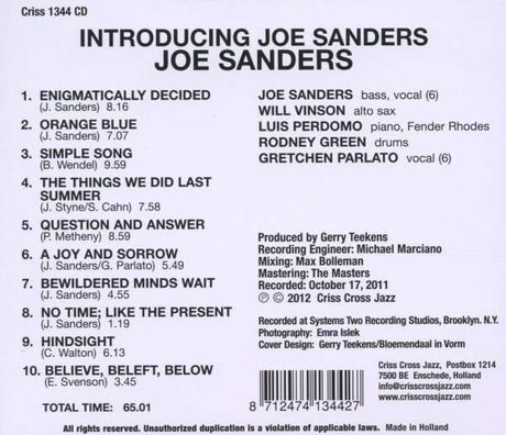 Joe Sanders (3) - Introducing Joe Sanders (tweedehands CD)