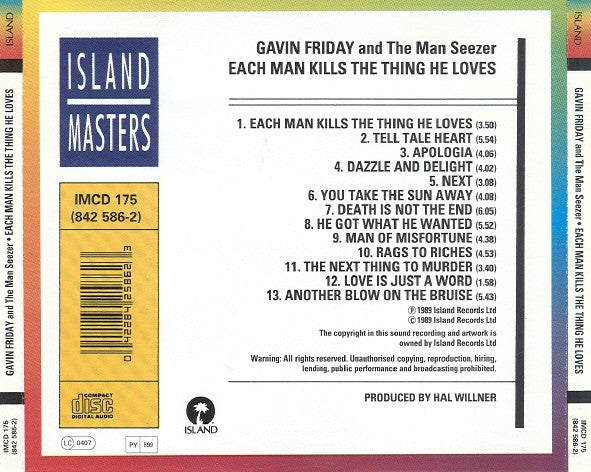 Gavin Friday And Maurice Seezer - Each Man Kills The Thing He Loves (tweedehands CD)