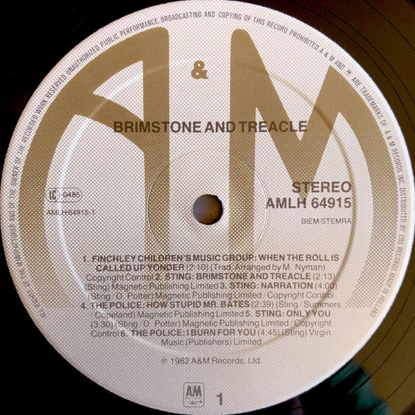Various Featuring Police, The, Sting, Go-Go's &amp; Squeeze (2) - Brimstone &amp; Treacle (Original Soundtrack Album) (second hand LP)