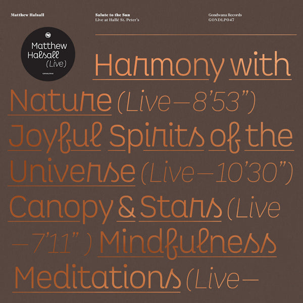 Matthew Halsall - Salute to the sun: live at halle st. peter's (LP)